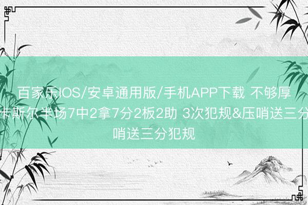百家樂IOS/安卓通用版/手機APP下載 不夠厚重！卡斯爾半場7中2拿7分2板2助 3次犯規&壓哨送三分犯規